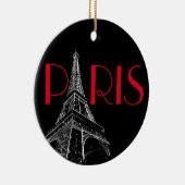 Eiffel Tower Paris Reizen Black White Red Pop Art Keramisch Ornament (Rechts)