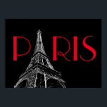 Eiffel Tower Paris Reizen Black White Red Pop Art Poster<br><div class="desc">European Travel Advertisements -  Parijs Travel</div>