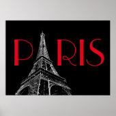 Eiffel Tower Paris Reizen Black White Red Pop Art Poster (Voorkant)