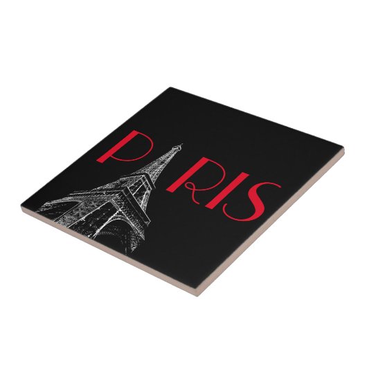 Eiffel Tower Paris Reizen Black White Red Pop Art Tegeltje (Zijkant)