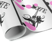 Eiffel Tower Paris romantisch Cadeaupapier (Rol Hoek)