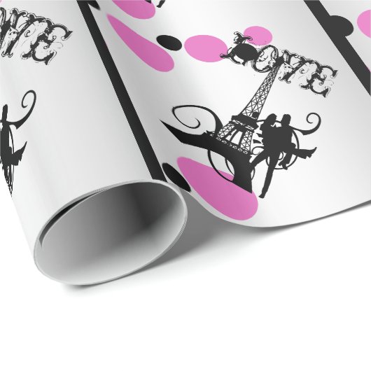 Eiffel Tower Paris romantisch Cadeaupapier (Rol Hoek)