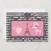 Eiffel Tower Paris Roze Podle Baby shower nodigt u Kaart (Achterkant)