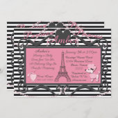 Eiffel Tower Paris Roze Podle Baby shower nodigt u Kaart (Voorkant / Achterkant)