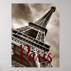 Eiffel Tower Paris Sepia Poster
