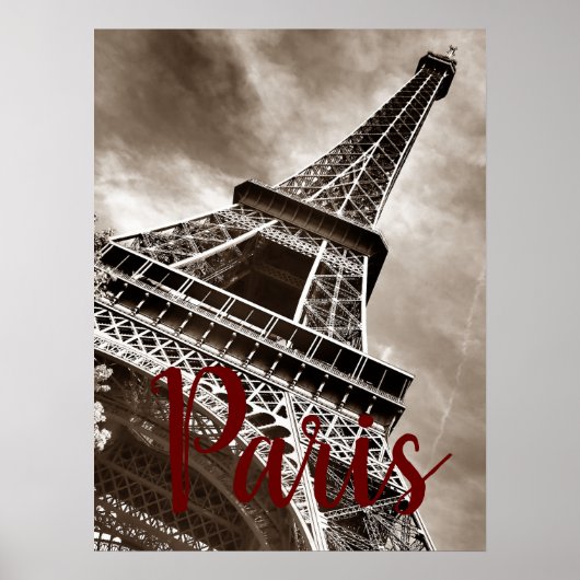 Eiffel Tower Paris Sepia Poster (Voorkant)