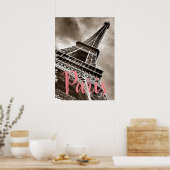 Eiffel Tower Paris Sepia Poster (Keuken)