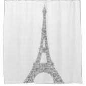 Eiffel Tower Paris Silver White Swarovski Crystals Douchegordijn (Voorkant)