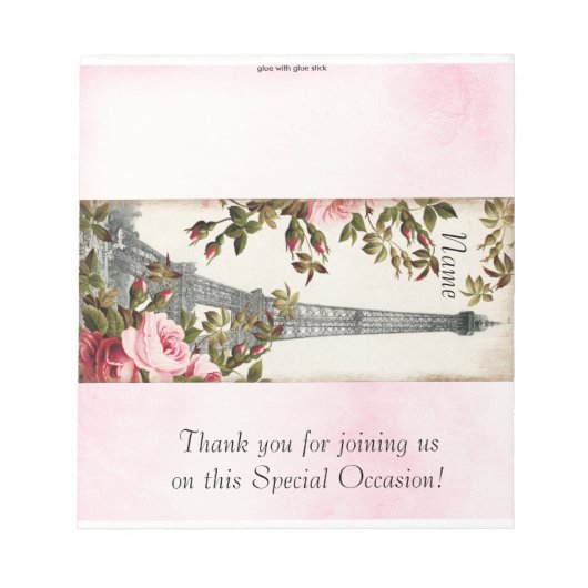 Eiffel Tower Paris Snoep Bar Wrapper Party Favor Notitieblok (Voorkant)