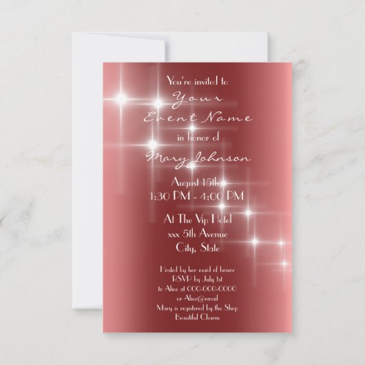 Eiffel Tower Paris Sparkly Stars Burgundy Diamond Kaart (Achterkant)