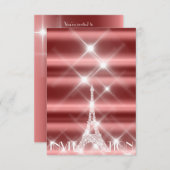 Eiffel Tower Paris Sparkly Stars Burgundy Diamond Kaart (Voorkant / Achterkant)