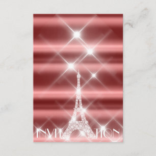 Eiffel Tower Paris Sparkly Stars Burgundy Diamond Kaart