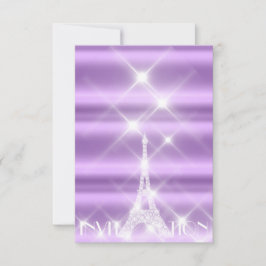 Eiffel Tower Paris Sparkly Stars Paars Diamond Kaart