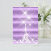 Eiffel Tower Paris Sparkly Stars Paars Diamond Kaart (Staand voorkant)