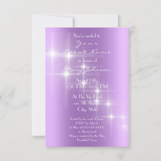 Eiffel Tower Paris Sparkly Stars Paars Diamond Kaart (Achterkant)