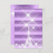 Eiffel Tower Paris Sparkly Stars Paars Diamond Kaart (Voorkant / Achterkant)