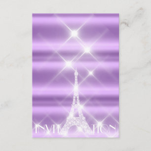 Eiffel Tower Paris Sparkly Stars Paars Diamond Kaart