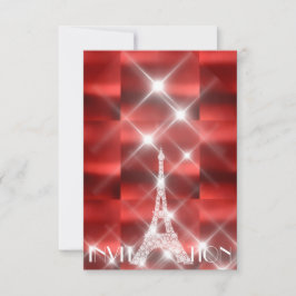 Eiffel Tower Paris Sparkly Stars Red Wine Diamond Kaart