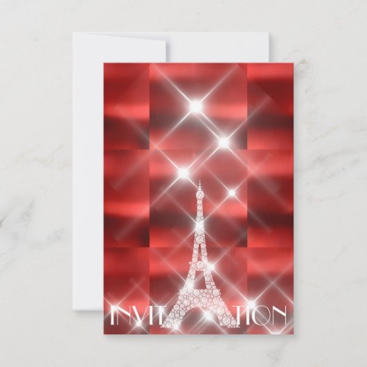 Eiffel Tower Paris Sparkly Stars Red Wine Diamond Kaart (Voorkant)