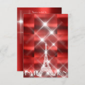Eiffel Tower Paris Sparkly Stars Red Wine Diamond Kaart (Voorkant / Achterkant)