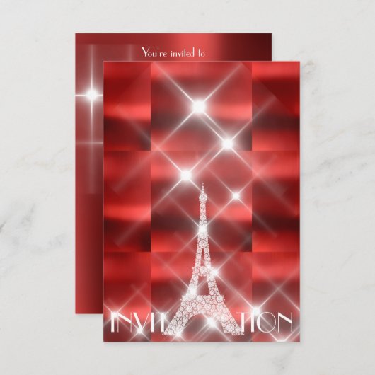 Eiffel Tower Paris Sparkly Stars Red Wine Diamond Kaart (Voorkant / Achterkant)