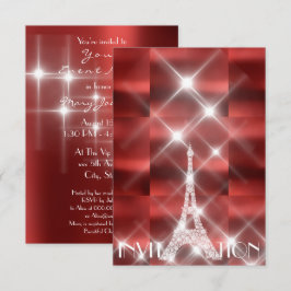 Eiffel Tower Paris Sparkly Stars Red Wine Diamond Kaart