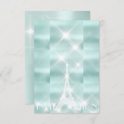 Eiffel Tower Paris Sparkly Stars Tiffany Diamond Kaart (Voorkant / Achterkant)