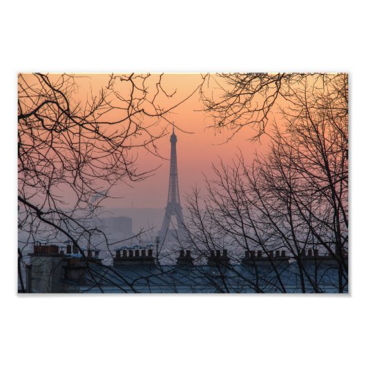 Eiffel Tower Paris Sunset - Foto Afdruk (Voorkant)
