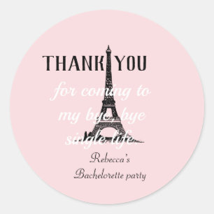 Eiffel Tower Paris Theme Bachelorette Party Bedank Ronde Sticker
