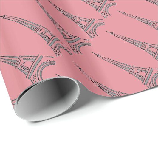 Eiffel Tower Paris Theme Party Wrapping Paper Cadeaupapier (Rol Hoek)