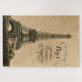 Eiffel Tower Paris Vintage Monogram Name Legpuzzel (Horizontaal)