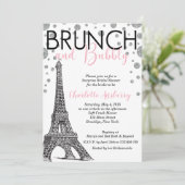 Eiffel Tower Paris Vrijgezellenfeest Brunch Uitnod Kaart (Staand voorkant)