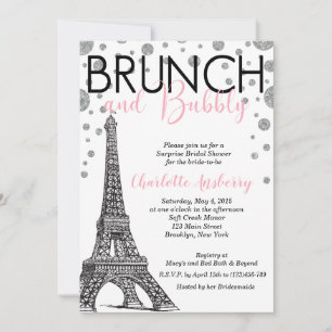 Eiffel Tower Paris Vrijgezellenfeest Brunch Uitnod Kaart