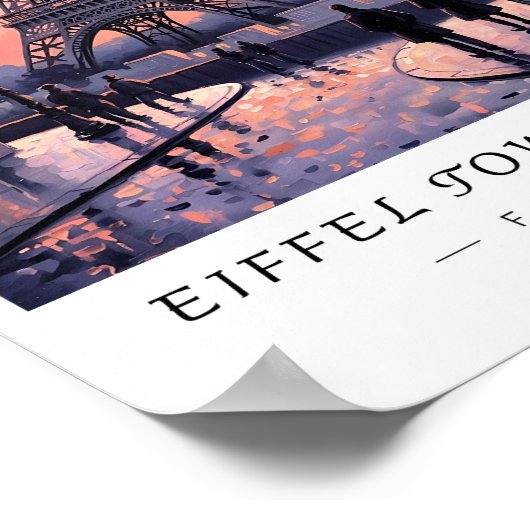 Eiffel Tower Paris Wall Art, Romantic France Poster (Hoek)