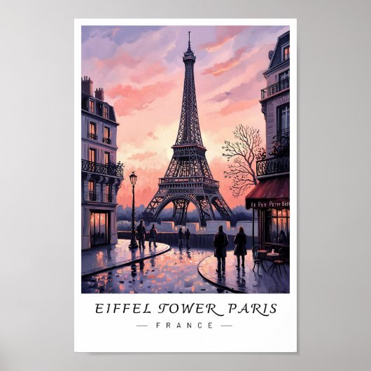 Eiffel Tower Paris Wall Art, Romantic France Poster (Voorkant)