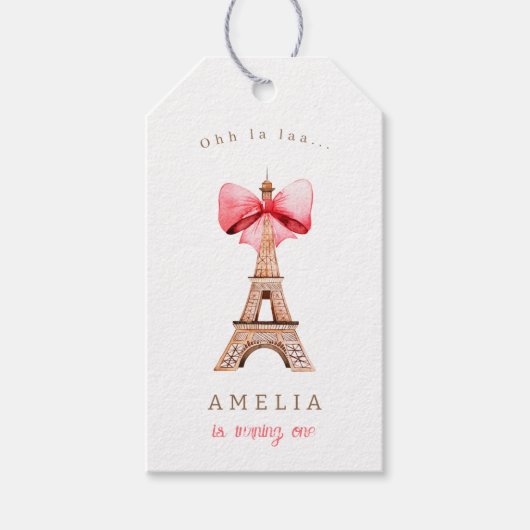 Eiffel Tower Paris Waterverf Cadeaulabel (Voorkant)