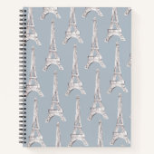 Eiffel Tower Paris Waterverf Frans Patroon Notitieboek (Voorkant)