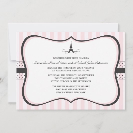 Eiffel Tower Paris Wedding Kaart (Voorkant)