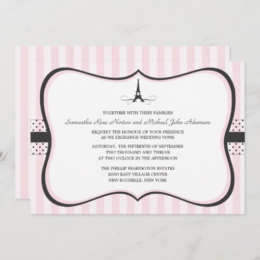 Eiffel Tower Paris Wedding Kaart (Voorkant / Achterkant)