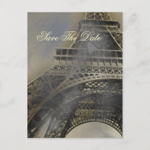 Eiffel tower Parisian frans bruiloft Save the Date Aankondigingskaart