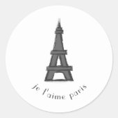 Eiffel Tower Parisian French Travel Ronde Sticker (Voorkant)