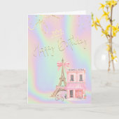 Eiffel Tower Parisian Holographic Birthday Kaart (Gele Bloem)