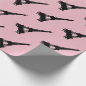 Eiffel Tower Parisian roze zwart Cadeaupapier (Hoek)