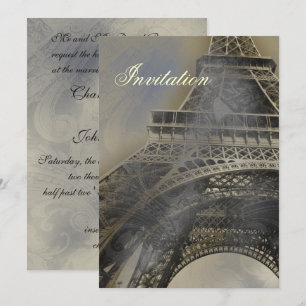 Eiffel Tower Parisian - uitnodiging voor het huwel