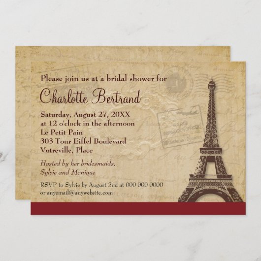 Eiffel Tower Parisian Vrijgezellenfeest Kaart (Voorkant / Achterkant)
