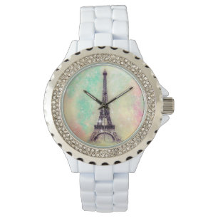 Eiffel Tower Pastel Geel Horloge