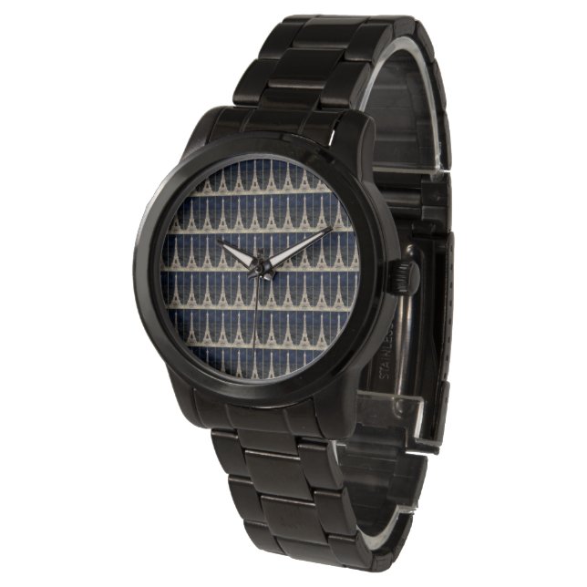 Eiffel Tower Pattern Horloge (Gekanteld)