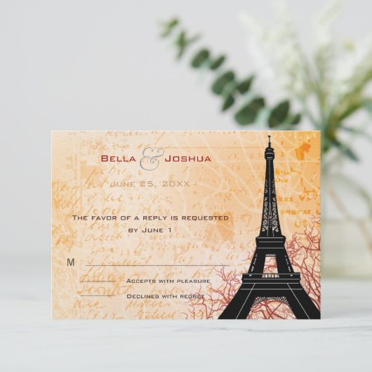 Eiffel Tower Peach RSVP (Staand voorkant)