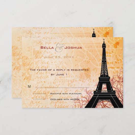 Eiffel Tower Peach RSVP (Voorkant / Achterkant)