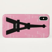 Eiffel Tower - Persoonlijke naam Roze en Zwart Case-Mate iPhone Case (Achterkant (horizontaal))
